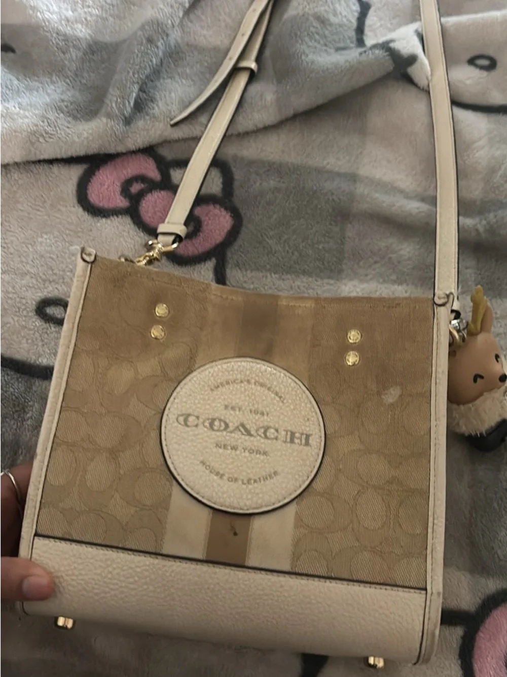 Coach Beige and Cream Signature Crossbody Bag